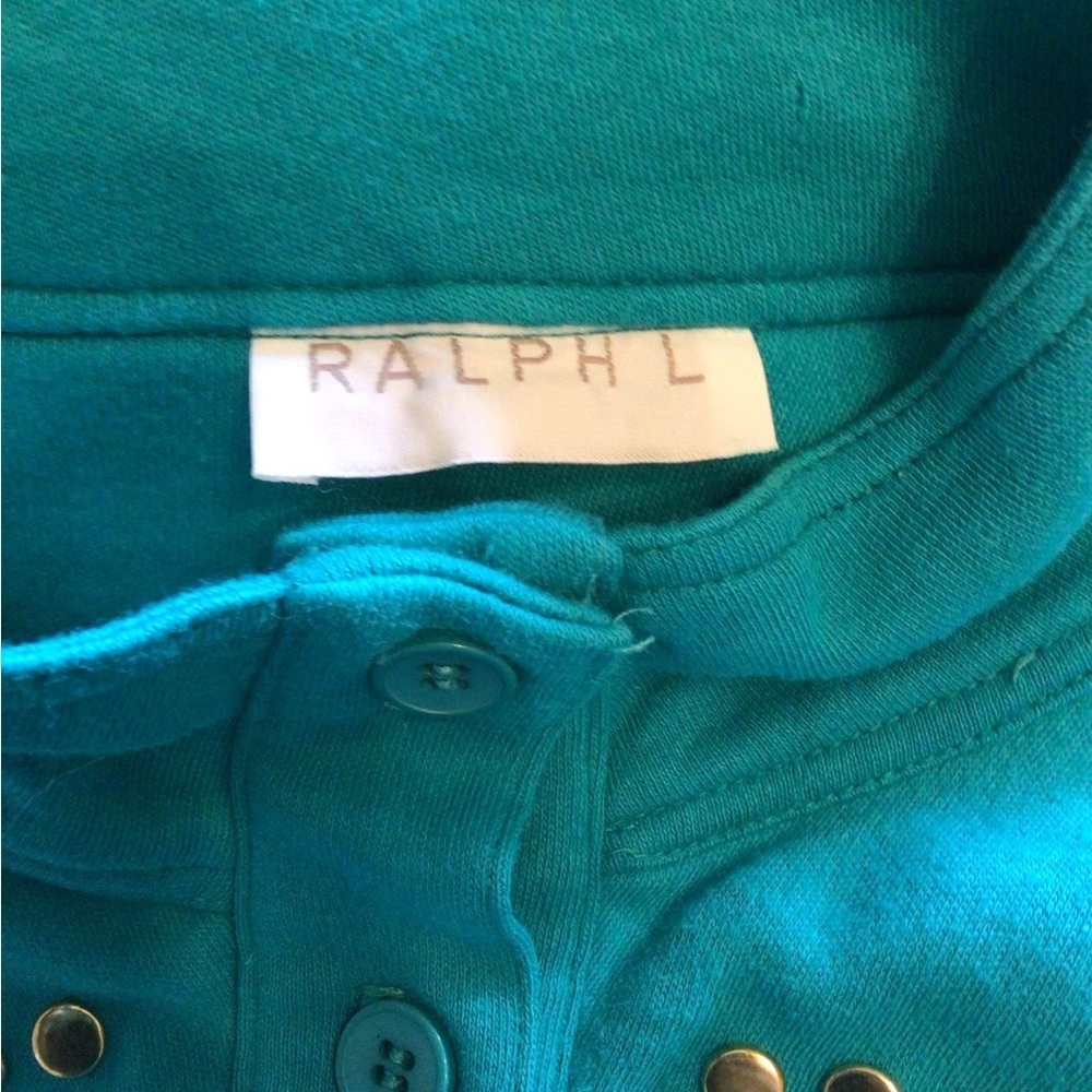 Vintage Ralph Teal Studded Jacket Western Glam Shoulder Pads Women’s Size L 80s - Picture 6 of 8